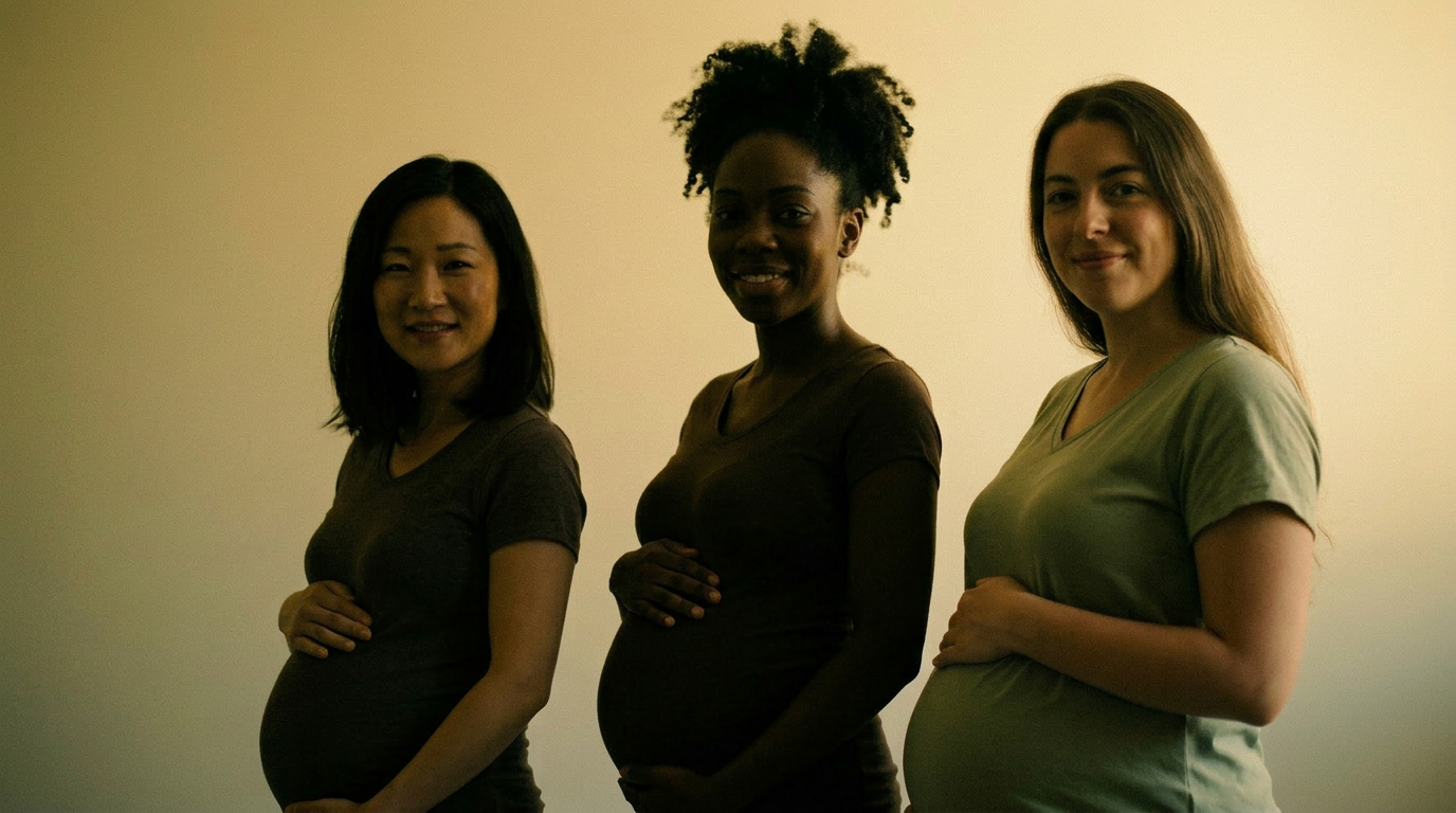 Expecting mother in soft profile light