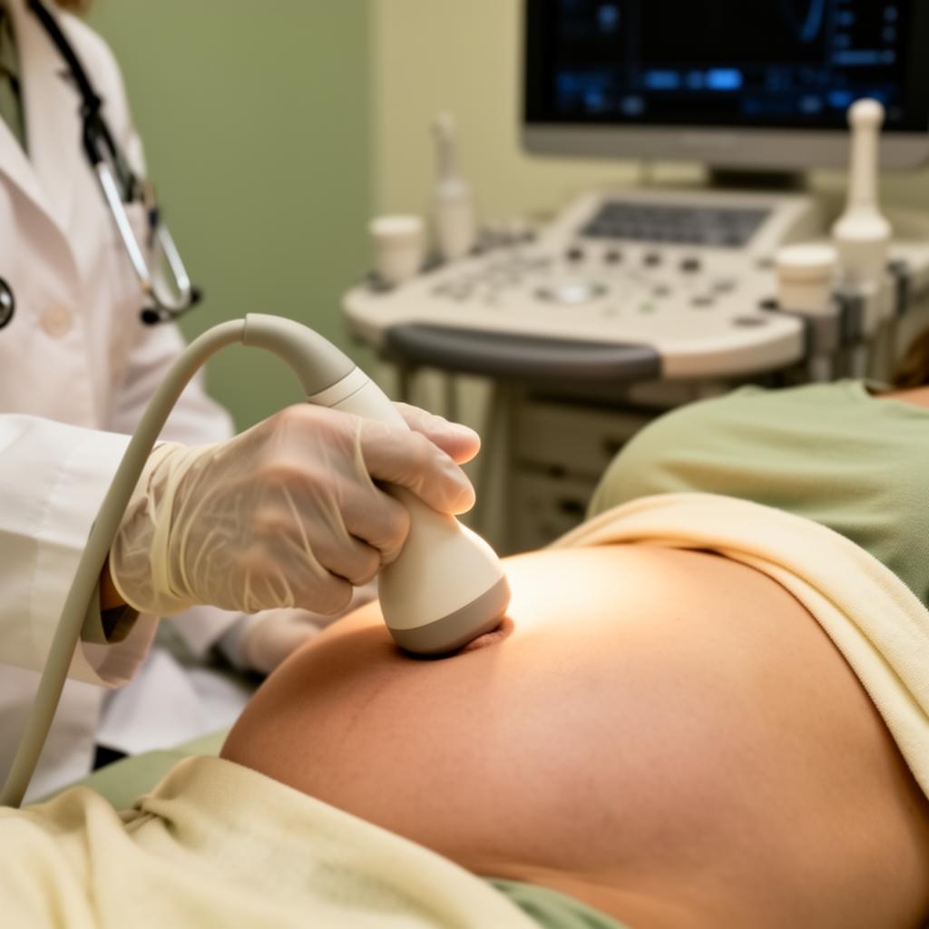 Ultrasound exam in progress